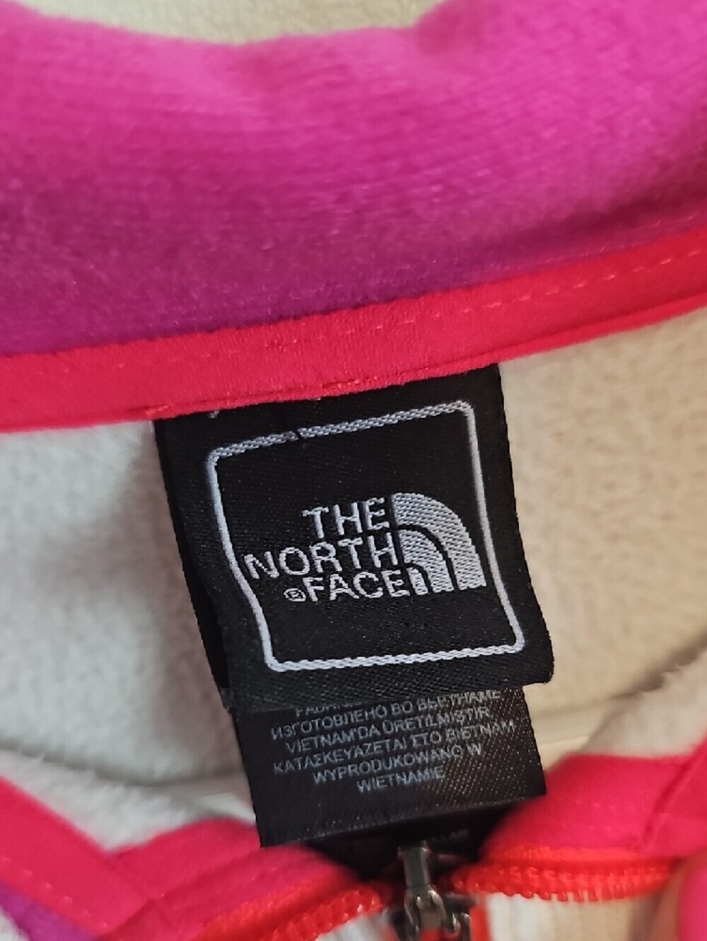 The North Face Krestwood White Sweater Knit W/ Fleece InteriorJacket Pink Trim - Picture 7 of 7